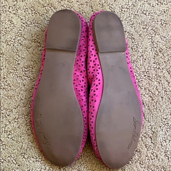 Sam Edelman Girls Perforated Pink Suede Flats - Picture 4 of 8